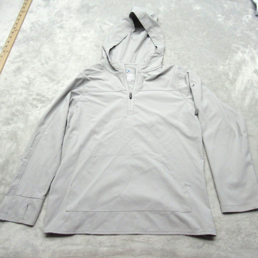 Kuhl Hoodie Youth Small 7-8 Gray Thumbholes 1/4 Zip Pullover Outdoor Sweatshirt